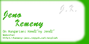 jeno kemeny business card